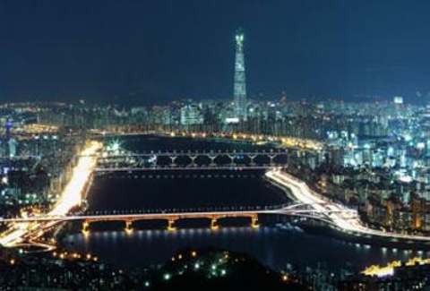 Ночной вид с башни N Seoul Tower 